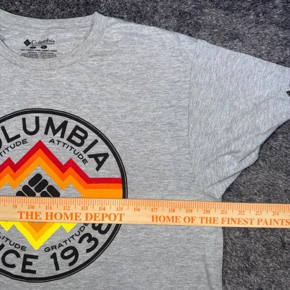 Columbia Sportswear T-Shirt Mens Large Gray Graphic Altitude Attitude 1938 Tee - Picture 8 of 9